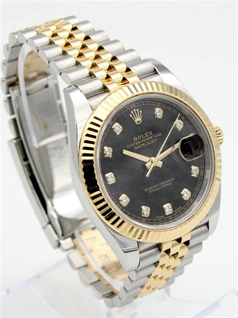 two tone rolex datejust black dial|Rolex Datejust wimbledon two tone.